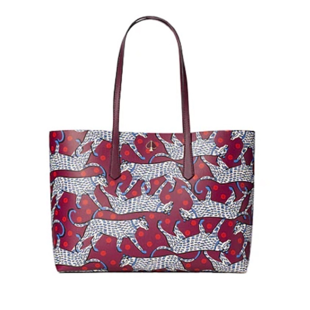 Kate Spade Purple Molly Panther Dot Large Tote, Radicchio(First Seen In 2019)